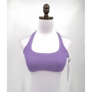 Gigi C Bikinis Womens Light Lavender Ribbed Bikini Top Sz M NEW
